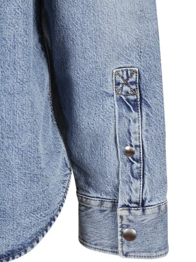 Bottega Veneta Men Logo Shirt In Blue
