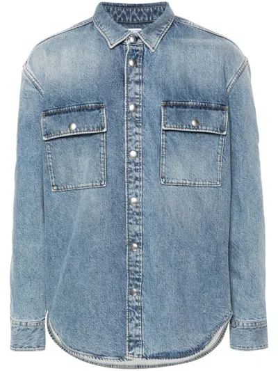 Bottega Veneta Men Logo Shirt In Blue