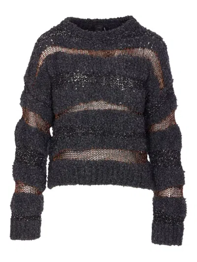Pinko San Domino Pattern Sweater With Lurex Thread Inserts In Black