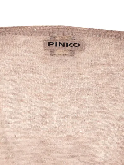 Pinko Salomone Wool Sweater With Micro Sequins In Neutral