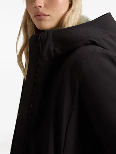 Woolrich Hooded Quilted Parka Side Pockets In Black