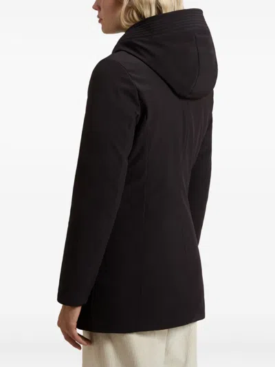 Woolrich Hooded Quilted Parka Side Pockets In Black