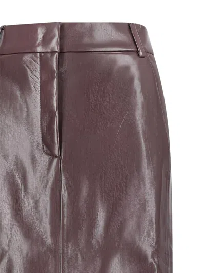 The Andamane Bordeaux Faux Leather Midi Skirt In Brown