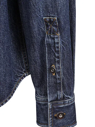 Bottega Veneta Men Shirt With Logo In Blue