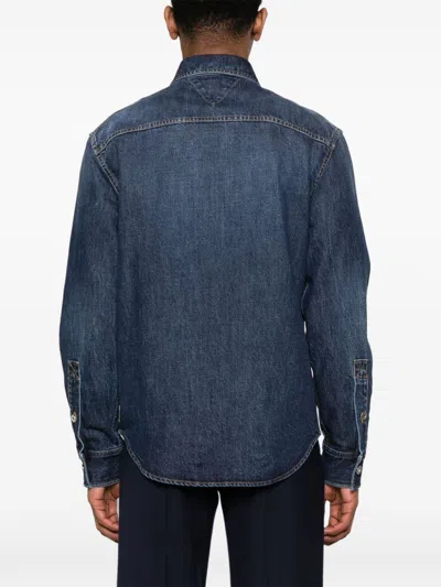Bottega Veneta Men Shirt With Logo In Blue