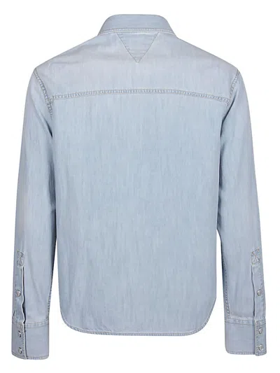 Bottega Veneta Men Denim Shirt With Mother-of-pearl Buttons In Blue