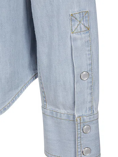 Bottega Veneta Men Denim Shirt With Mother-of-pearl Buttons In Blue