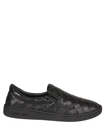 Bottega Veneta Black Calf Leather Sawyer Slip On Sneaker In Black