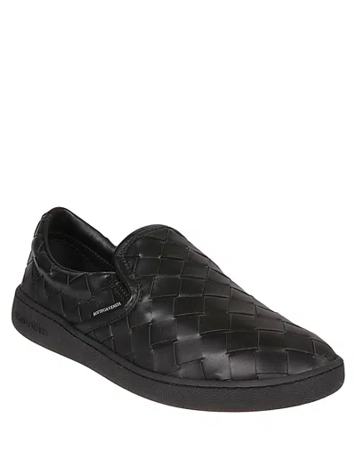 Bottega Veneta Black Calf Leather Sawyer Slip On Sneaker In Black