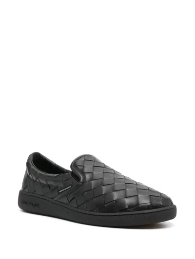 Bottega Veneta Black Calf Leather Sawyer Slip On Sneaker In Black