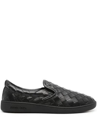 Bottega Veneta Black Calf Leather Sawyer Slip On Sneaker In Black