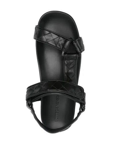 Bottega Veneta Trip Leather Slides In Black