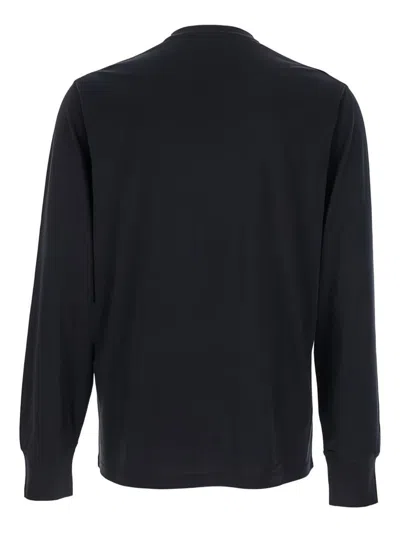 Tom Ford Black Crewneck T-shirt With Long Sleeves In Cotton Blend Man In Black
