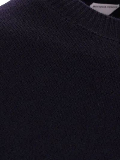 Bottega Veneta Cashmere Pullover With Leather Intreccio Patch In Blue
