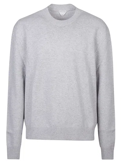 Bottega Veneta Grey Pullover With Intrecciato Patch On Elbows In Cashmere Man In Gray