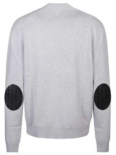 Bottega Veneta Grey Pullover With Intrecciato Patch On Elbows In Cashmere Man In Gray