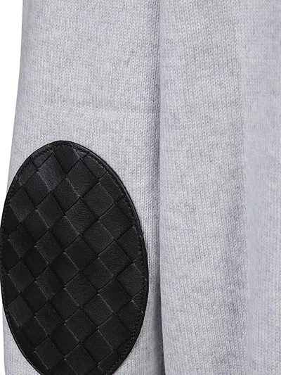 Bottega Veneta Grey Pullover With Intrecciato Patch On Elbows In Cashmere Man In Gray