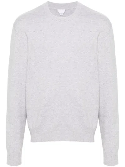 Bottega Veneta Grey Pullover With Intrecciato Patch On Elbows In Cashmere Man In Gray