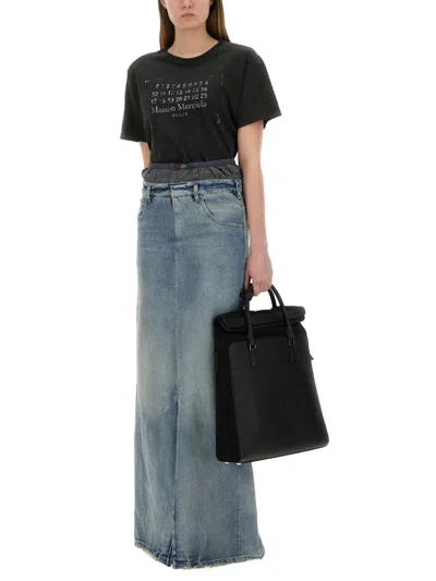 Maison Margiela Anonymity Of The Lining Denim Maxi Skirt In Blue