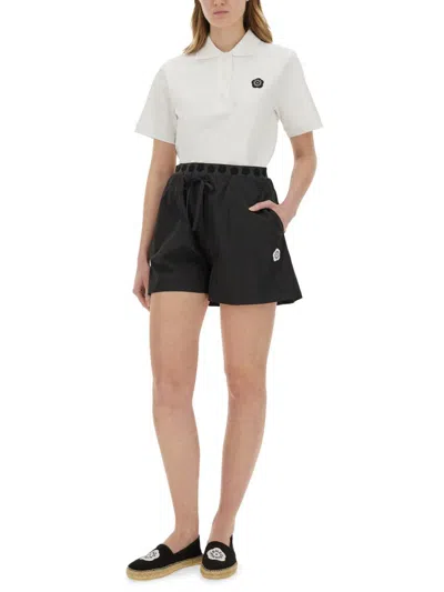 Kenzo Poplin Shirt With Cropped Length And Short Sleeves In White