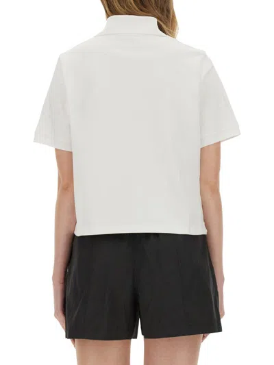 Kenzo Poplin Shirt With Cropped Length And Short Sleeves In White