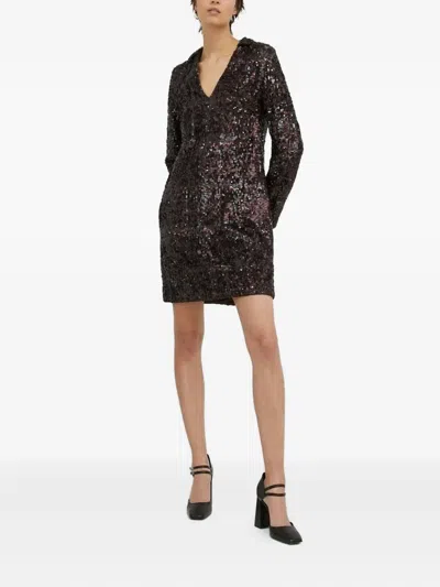 Samsoe & Samsoe Sequin-embellishment Mini Dress In Brown