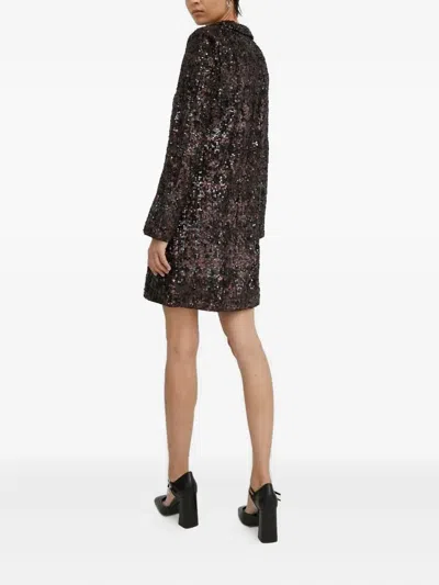 Samsoe & Samsoe Sequin-embellishment Mini Dress In Brown