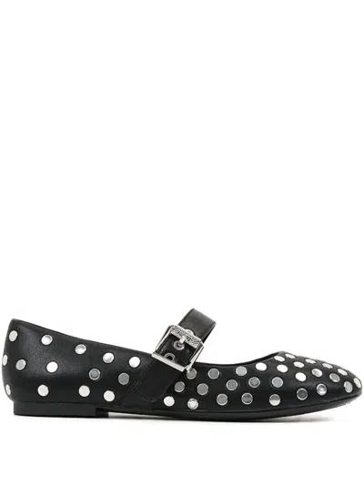 Karl Lagerfeld Karo Mirror Studs Ballet Flats In Black