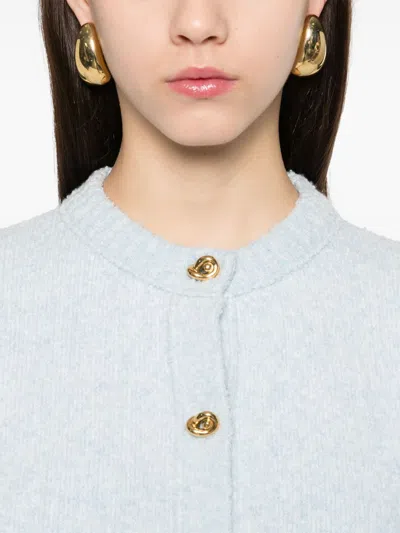 Bottega Veneta Long Sleeved Crewneck Cardigan In Blue
