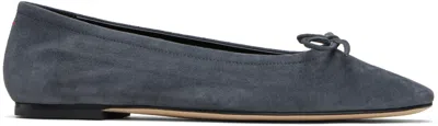 Aeyde Bow-detail Square-toe Flats In Gray