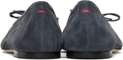 Aeyde Bow-detail Square-toe Flats In Gray