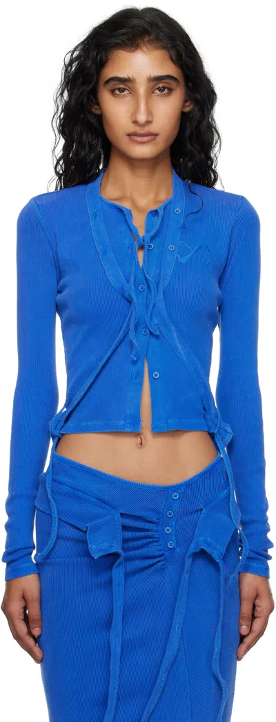 Ottolinger ブルー Double Closure リブ カーディガン In Blue