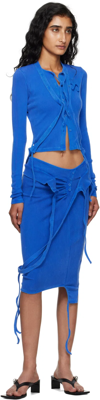 Ottolinger ブルー Double Closure リブ カーディガン In Blue