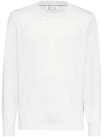 Brunello Cucinelli Light Grey Textured Sweater In Gray