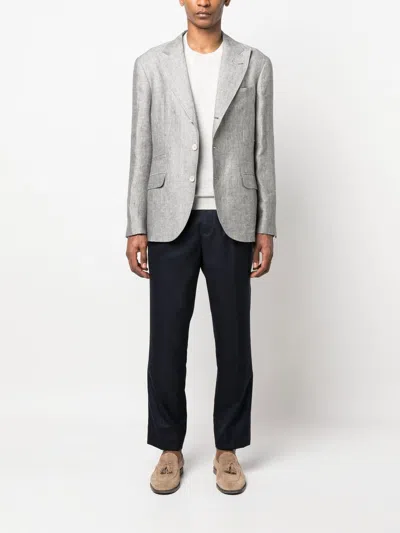 Brunello Cucinelli Light Grey Textured Sweater In Gray