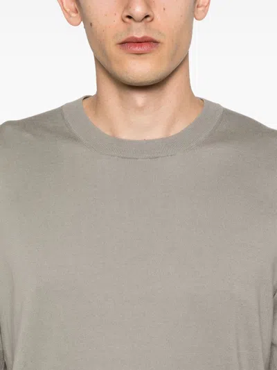 Brunello Cucinelli Lightweight Crew Neck Sweater With Ribbed Cuffs In Gray