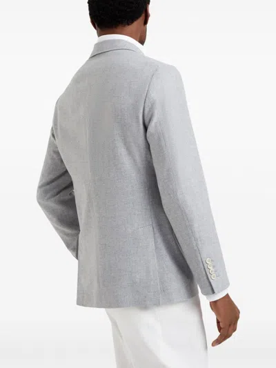 Brunello Cucinelli Men Single-breasted Wool Blazer In Gray
