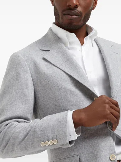 Brunello Cucinelli Men Single-breasted Wool Blazer In Gray