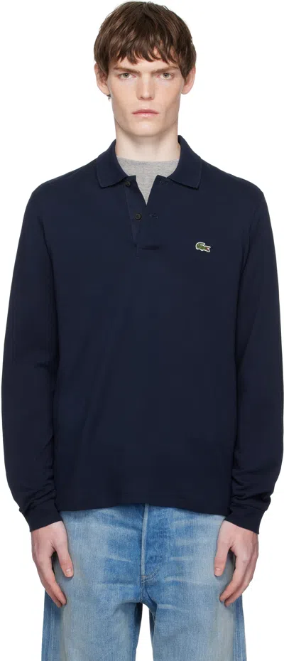 Lacoste Regular Fit Ultra Dry Long Sleeved Golf Polo In Blue