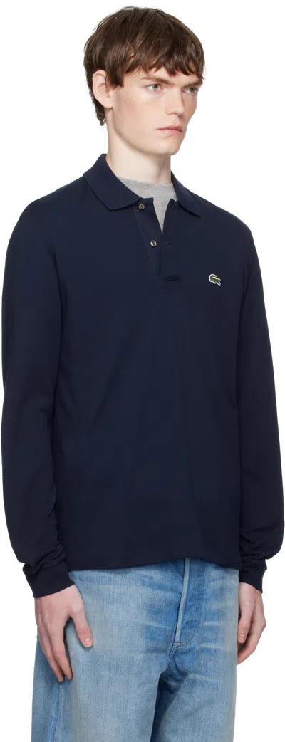 Lacoste Regular Fit Ultra Dry Long Sleeved Golf Polo In Blue