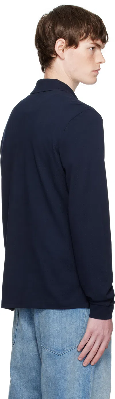 Lacoste Regular Fit Ultra Dry Long Sleeved Golf Polo In Blue