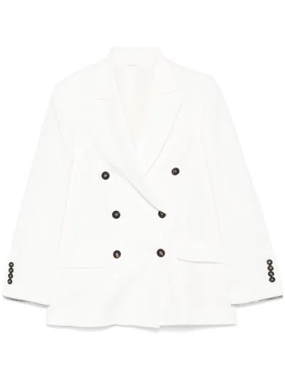 Brunello Cucinelli Double-breasted Tailored Jacket Featuring Back Vent In Multi