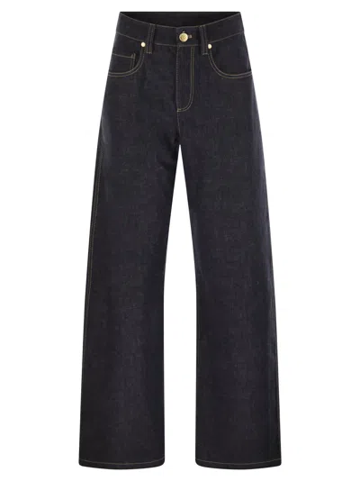 Brunello Cucinelli Denim Wide Jeans In Black