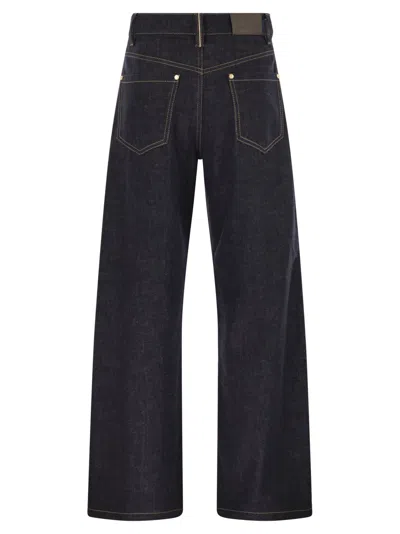 Brunello Cucinelli Denim Wide Jeans In Black