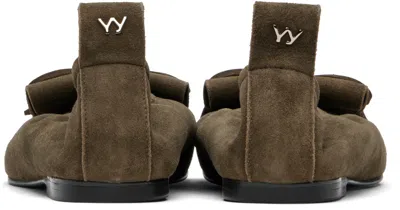 Open Yy カーキ Bun スエード フリンジ バレエシューズ In Brown