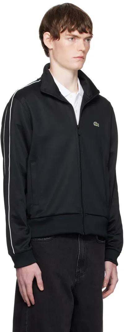 Lacoste Paris Piqué Zip-up Track Jacket In Black