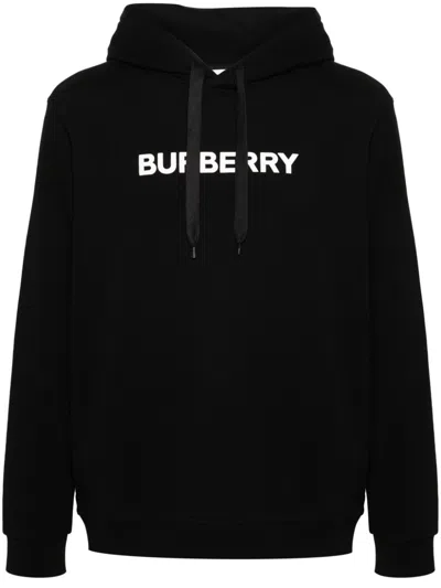 Burberry Organic Cotton Sweatshirt With Frontal Logo In Black