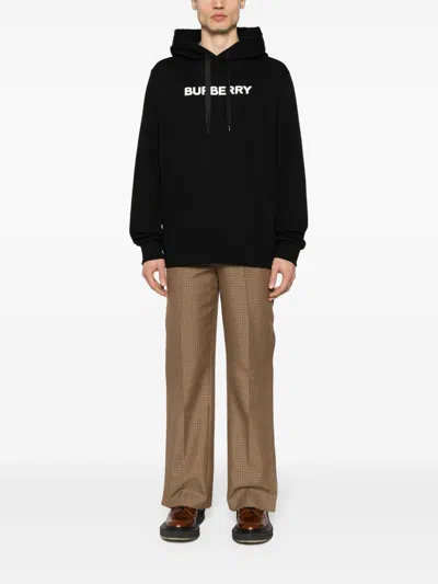 Burberry Organic Cotton Sweatshirt With Frontal Logo In Black