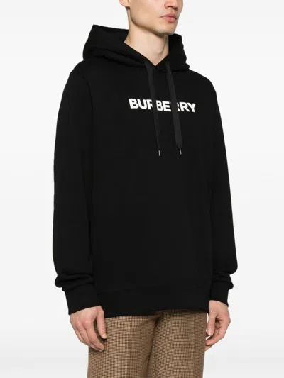 Burberry Organic Cotton Sweatshirt With Frontal Logo In Black