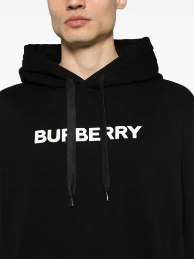 Burberry Organic Cotton Sweatshirt With Frontal Logo In Black